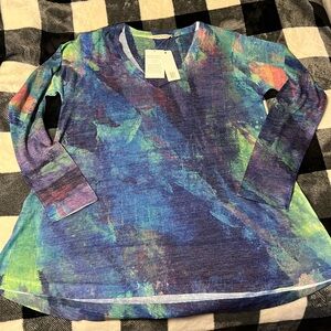 Soft Surroundings size L Tie Dye Watercolor Long Sleeve Tunic Top